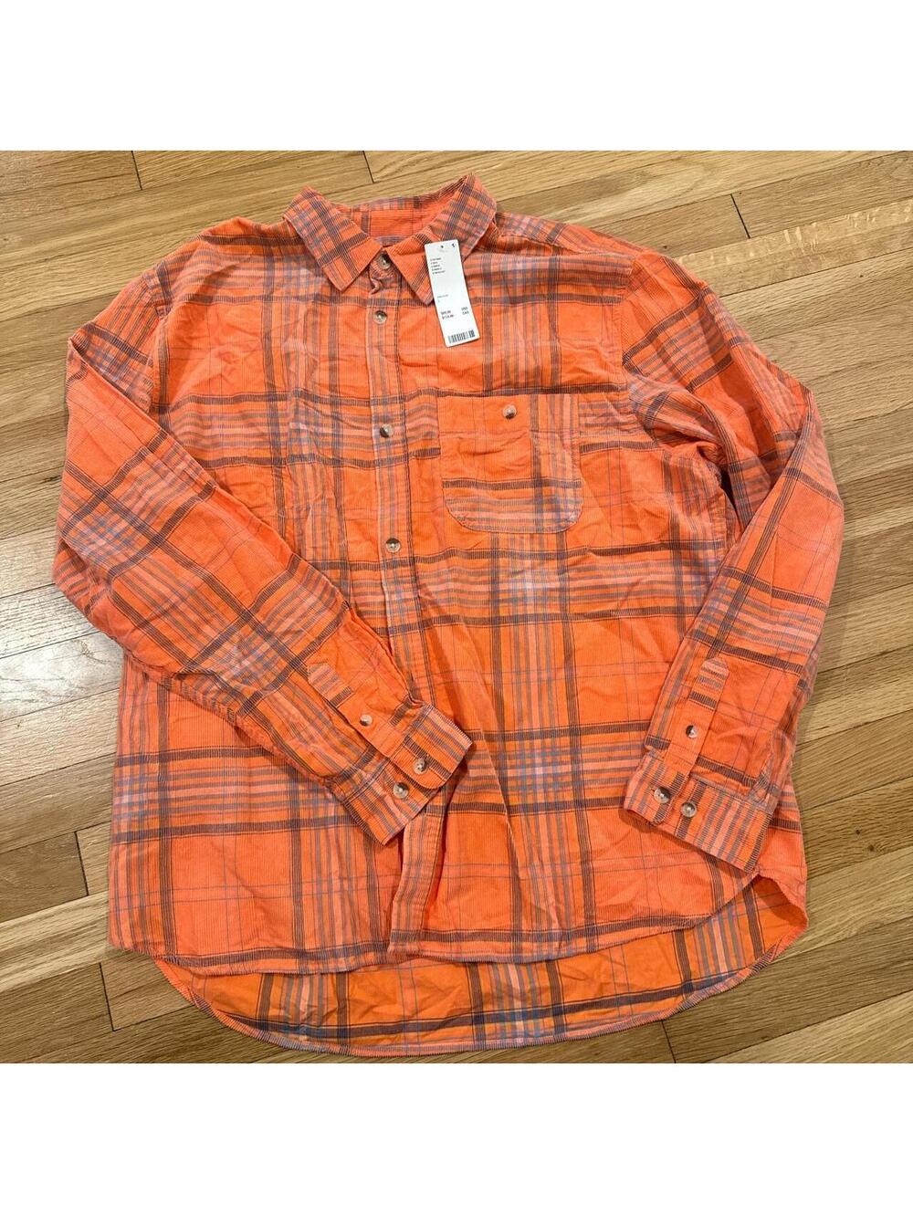Orange plaid button-up shirt urban outfitters new with tags